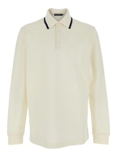 Tricou White T-shirt 'ML PIQUET' with classic collar and long sleeves in Tech Fabric men