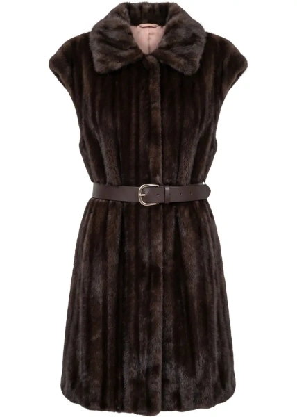 Vesta Faux fur gilet with waist belt