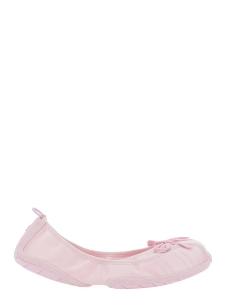 Balerini Pink Ballet Flats with Bow on the Front and Embroidered Logo in Tech Fabric Women