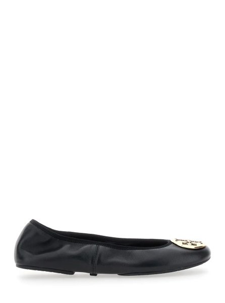 Balerini 'Tory' Black Ballet Shoes with Logo Plate on the Front in Leather for Women