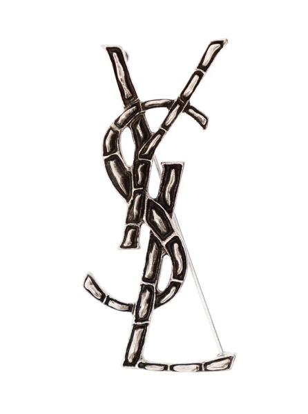 Bijuterii Brooch with Crocodile Texture Monogram in Silver Brass for Women