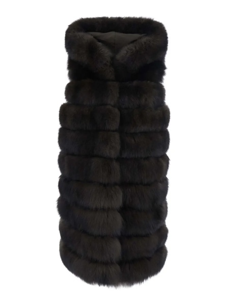 Blanuri brown fur with high collar and sleeveless design in fur for women