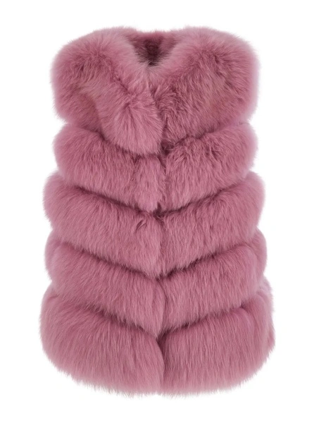 Blanuri Purple Fur Gilet with High Collar and Sleeveless Design in fur for Women