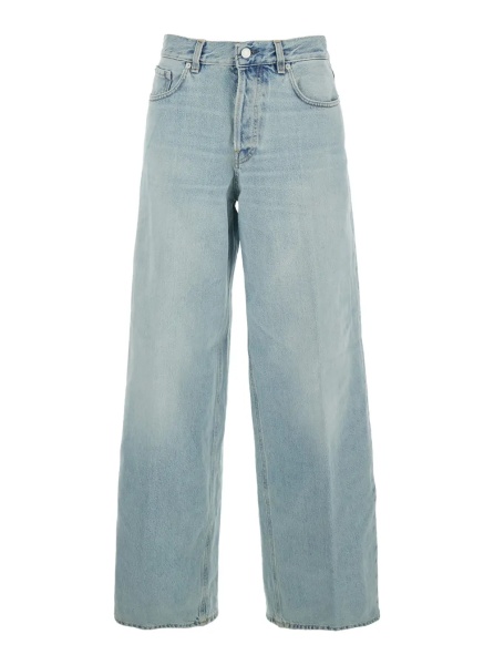 Blugi Blue Jeans with Belt Loops and Logo Patch on the Back in Denim Woman