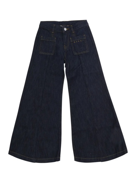 Blugi Blue Jeans with logo lettering on the front and contrasting stitching in denim Girl