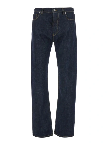 Blugi Blue jeans with logo patch on the back and Contrasting stitching in denim for men
