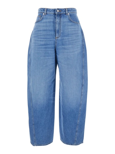 Blugi Blue Jeans with Logo Patch on the Rear and Wide Leg in Denim Woman
