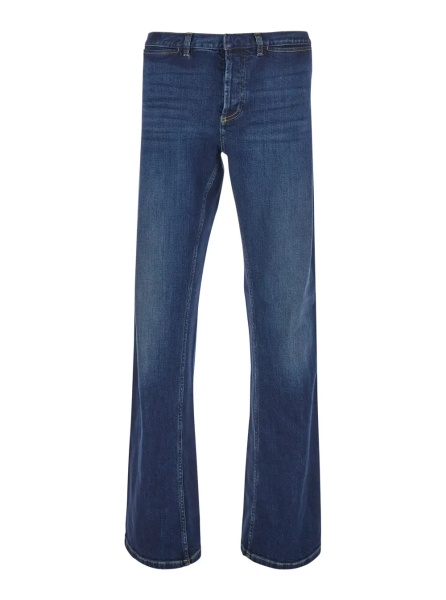 Blugi Blue Low-rise Jeans with Web Stripe on the Side and Flared Leg in Denim for Men