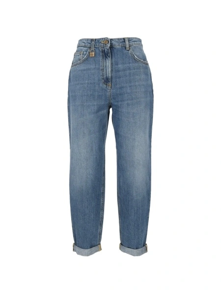 Blugi boyfriend Elisabetta Franchi albastri