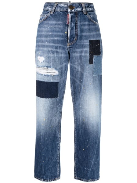 Blugi drepti DSQUARED2 albastri din bumbac