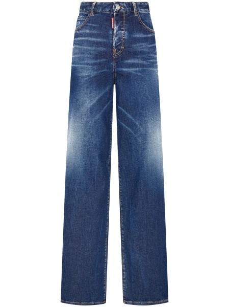Blugi evazati DSQUARED2 albastri din bumbac si spandex/elastan