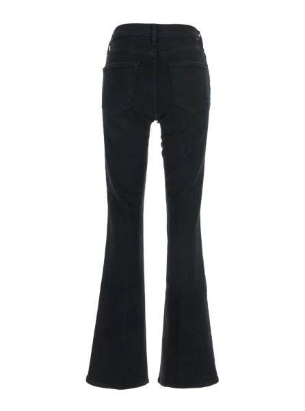 Blugi Five-pocket design Jeans with Mid Rise and Flared Leg in Black Denim for Women