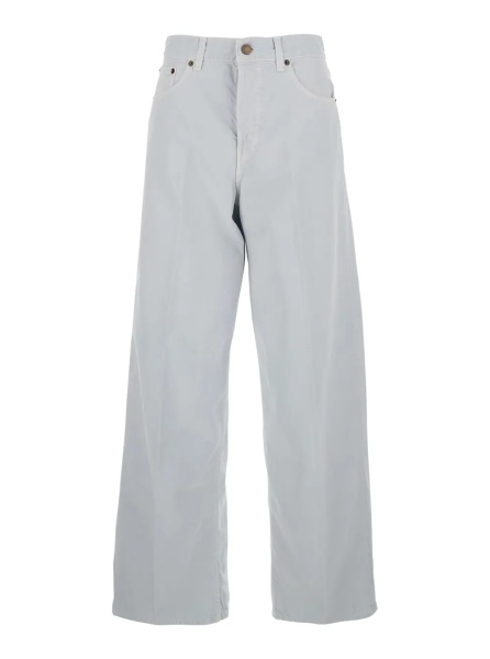 Blugi Gray Jeans with Belt Loops and Logo Patch on the Back in Denim Woman