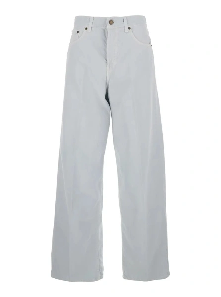 Blugi Gray Jeans with Belt Loops and Logo Patch on the Back in Denim Woman