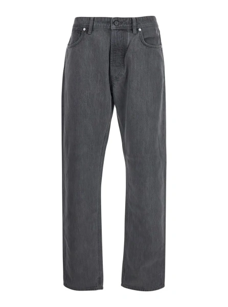 Blugi grey Loose jeans with five-pocket design and logo patch on the back in denim for men