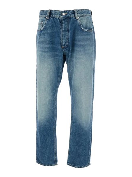 Blugi 'Kanye' Light-Blue 5-Pocket Jeans with Logo Patch in Cotton Denim Man