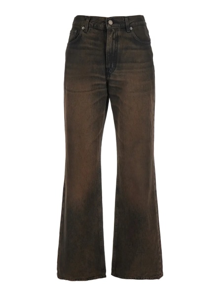 Blugi 'Korea' Brown Jeans with Wide Leg and Logo Patch on the Rear in Denim Woman