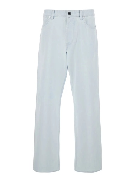 Blugi Light Blue Jeans with Logo Patch on the Back and Belt Loops in Denim for Men