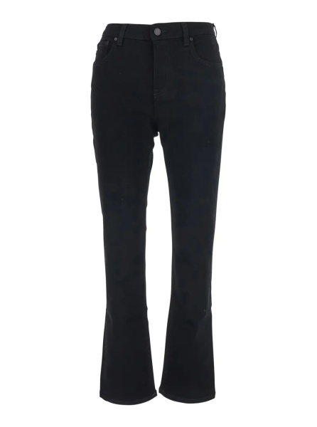 Blugi 'Mary' Black Jeans with flared leg and logo patch on the back in denim for women
