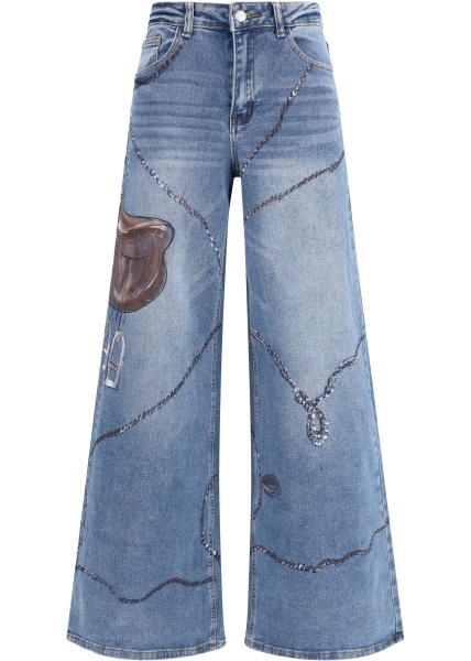 Blugi Palazzo Long painted Jeans in regular fit