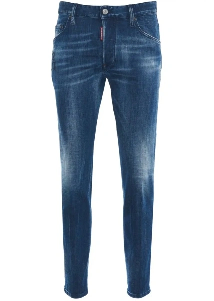 Blugi slim fit DSQUARED2 albastri din denim 'Skater'