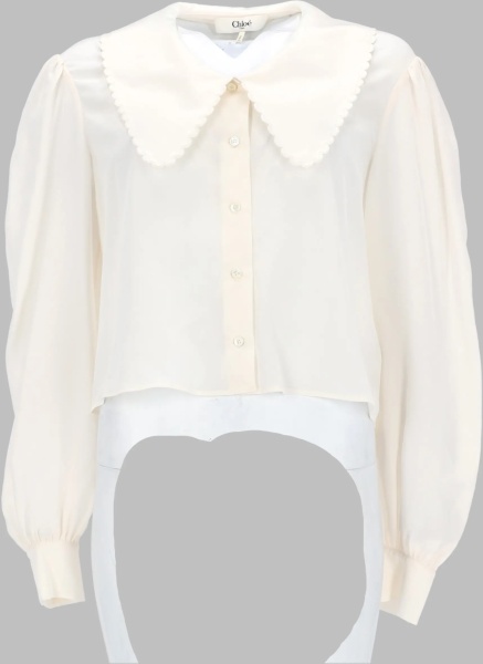 Bluza Blusa Con Maniche A Sbuffo In Crêpe De Chine
