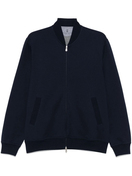 Bluza de trening Brunello Cucinelli albastra din bumbac si poliamida