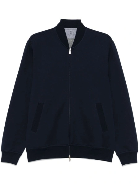 Bluza de trening Brunello Cucinelli albastra din bumbac si poliamida