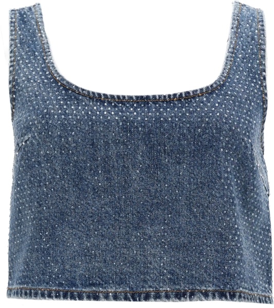Bluza Denim Crop Top With Rhinestones