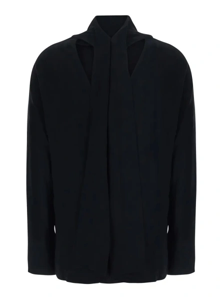 Bluza TOTÊME Black Blouse with Cowl Neck in Viscose Blend for Women