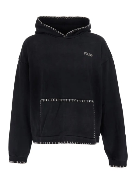 Bluza trening Black Hoodie with fixed hood and logo lettering on the front in cotton for men