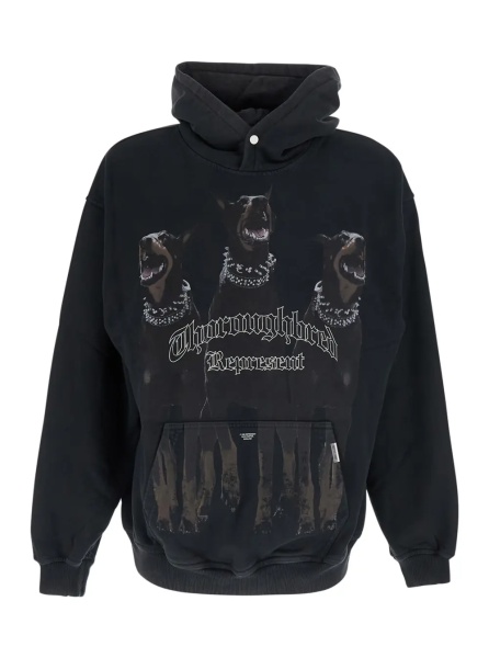 Bluza trening Black Hoodie with Maxi Logo Print on the Front and Faded Design in Cotton for Men