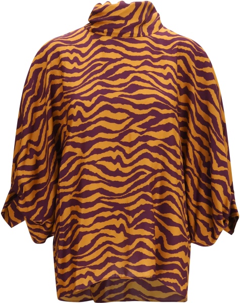 Bluza Viscose and silk Blouse with high collar