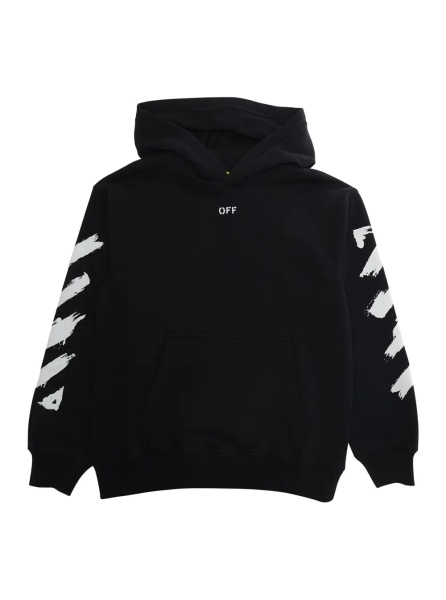 Bluze Black Hoodie with Printed Logo in Cotton Boy