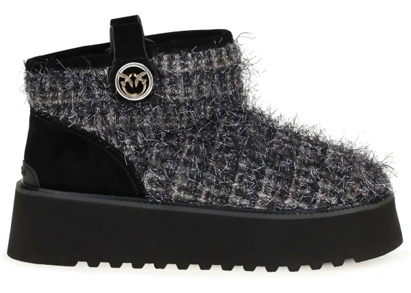 Bocanci casual Pinko gri din tweed si lurex
