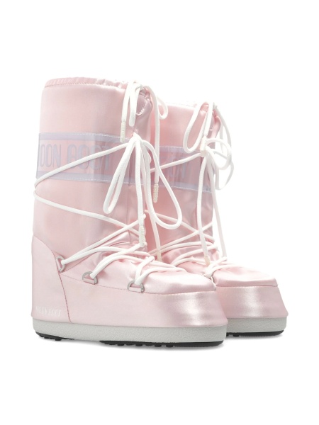 Bocanci Moon Boot roz din bumbac si pvc