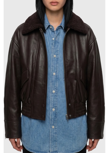 Bomber Dark Leather Iolaila Lane Bomber Jacket