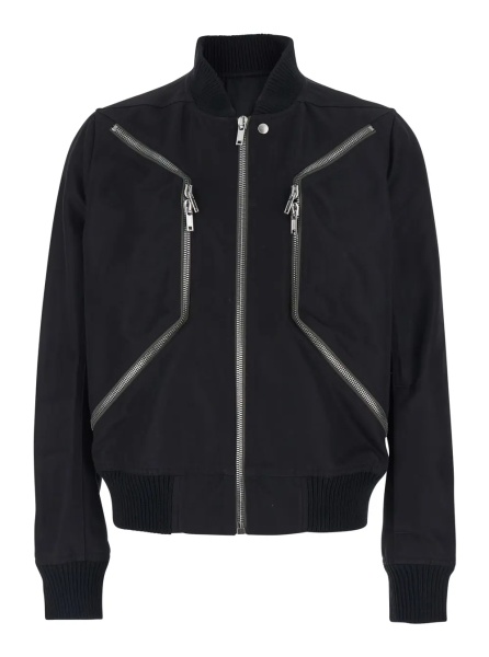 Bomber 'Heizer Flight' Black Bomber Jacket with Two Front Zip Pockets in Cotton Blend Man