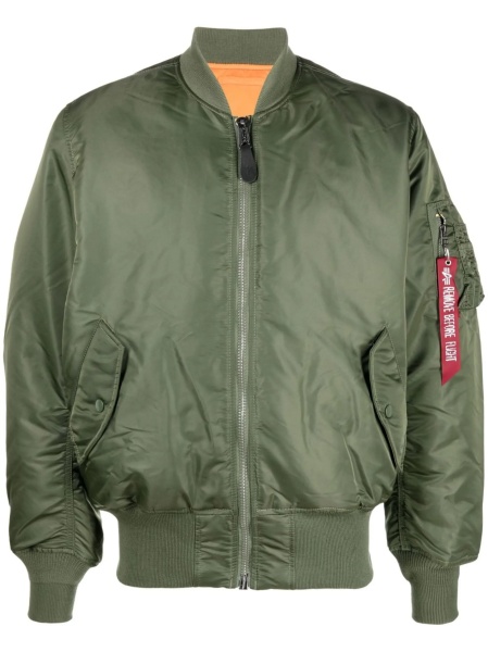 Bomber jacket Alpha Industries verde din nylon