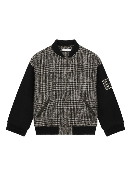 Bomber jacket Dolce & Gabbana gri din polyester si lana alpaca
