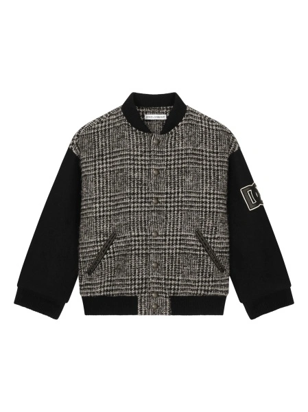 Bomber jacket Dolce & Gabbana gri din polyester si lana alpaca