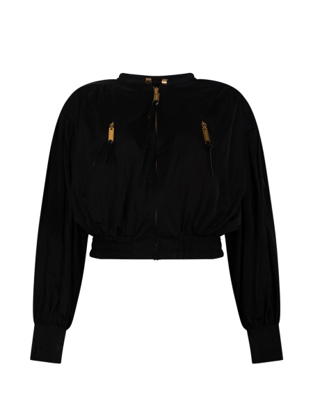 Bomber jacket Elisabetta Franchi neagra din polyester