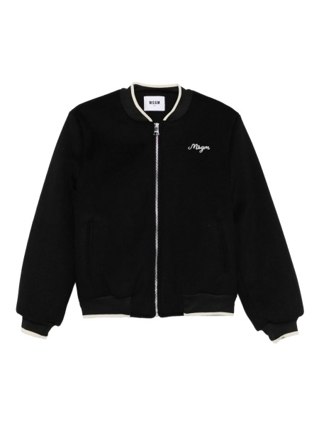 Bomber jacket MSGM neagra din poliamida si polyester