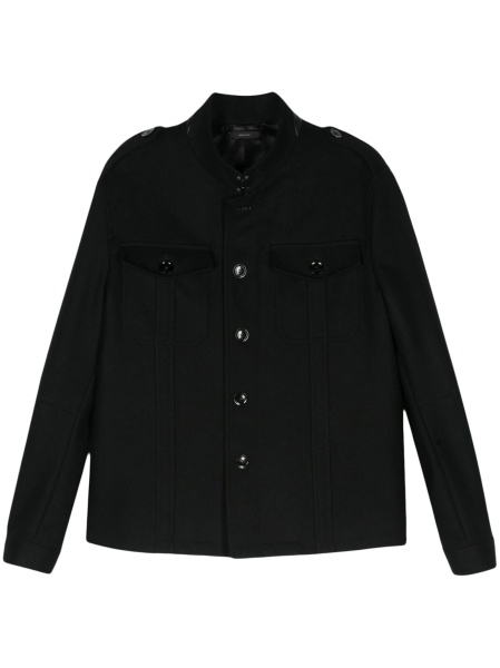 Bomber jacket Tom Ford neagra din lana si bos taurus