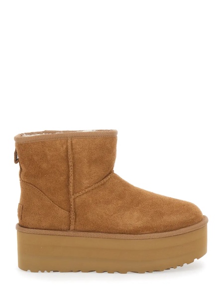 Botine Ankle Boots 'Classic Mini Platform' with Oversized Platform in Brown Suede for Women