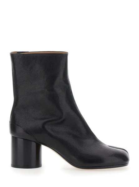 Botine Boots with Tabi Toe in Leather and High Heel Black Women