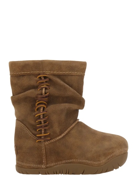 Botine Brown Ankle Boots with Laces on the Side in Suede for Women