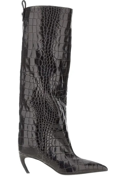 Botine Croco-embossed leather 'Lea' boots