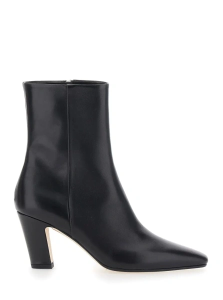 Botine 'Maris' Black Ankle Boots with Side Zip Closure and Medium Heel in Leather for Women