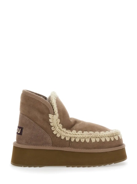 Botine 'Mini Eskimo' Brown Ankle Boots with Logo Patch on the Rear in Leather and Suede Woman